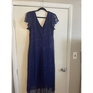 Woman's California Concepts Dress Blue Shimmering Dress Short Sleeve Size 20